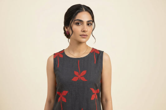Black Printed A-Line Kurti & Palazzo Set