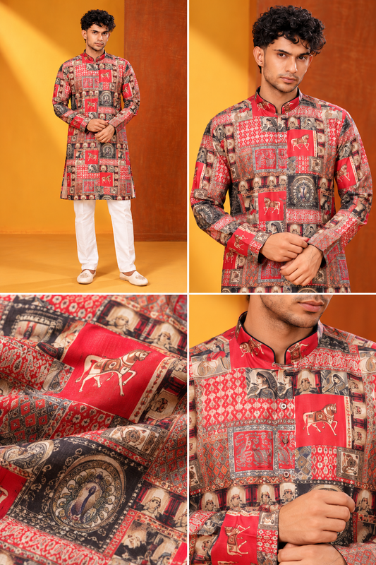 Heritage Patchwork Printed Kurta Set