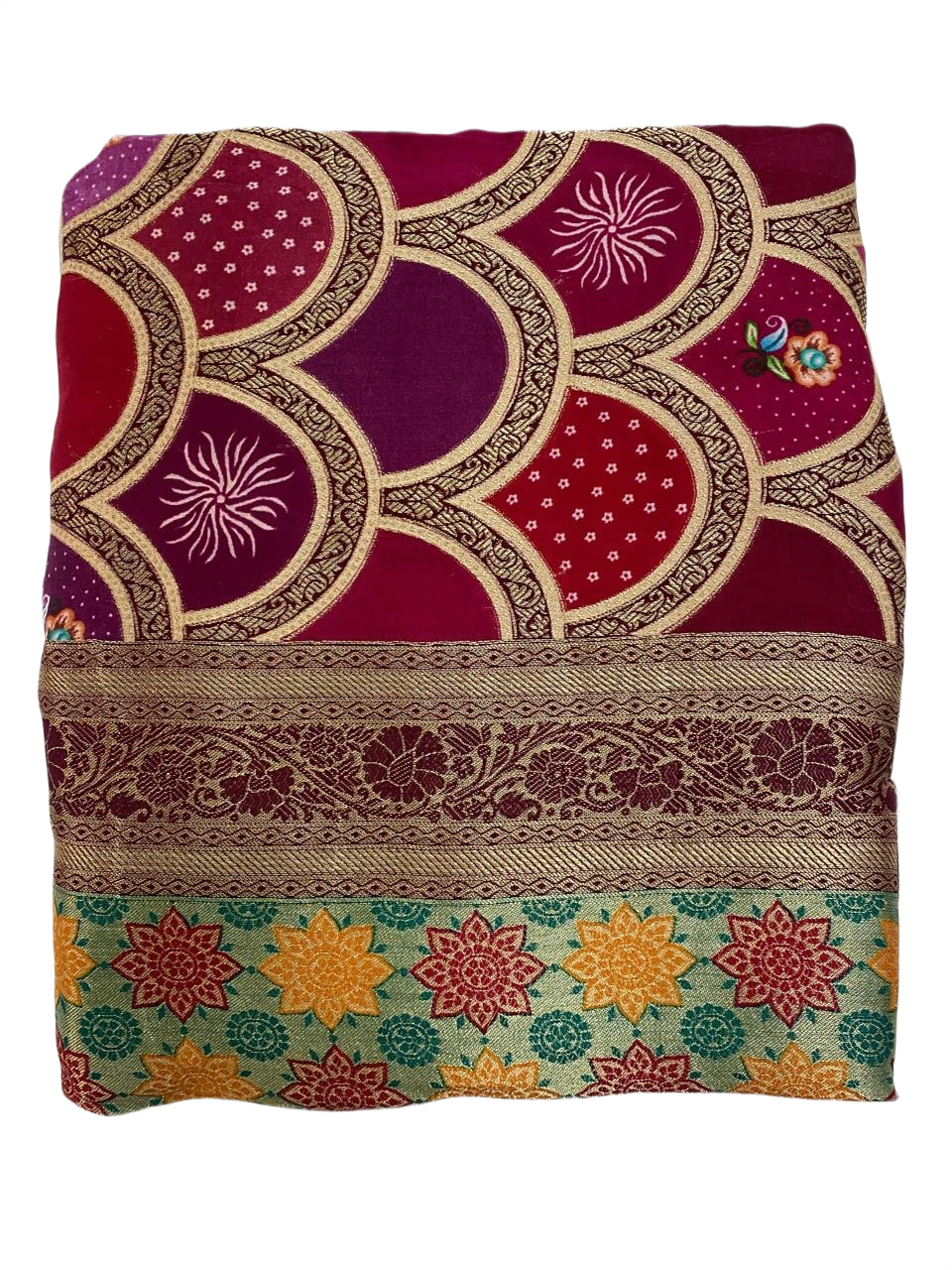 Royal Wine Pink Designer with Artistic Heritage Pallu