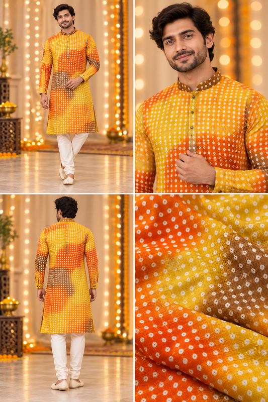 Vibrant Bandhani Festive Kurta Only