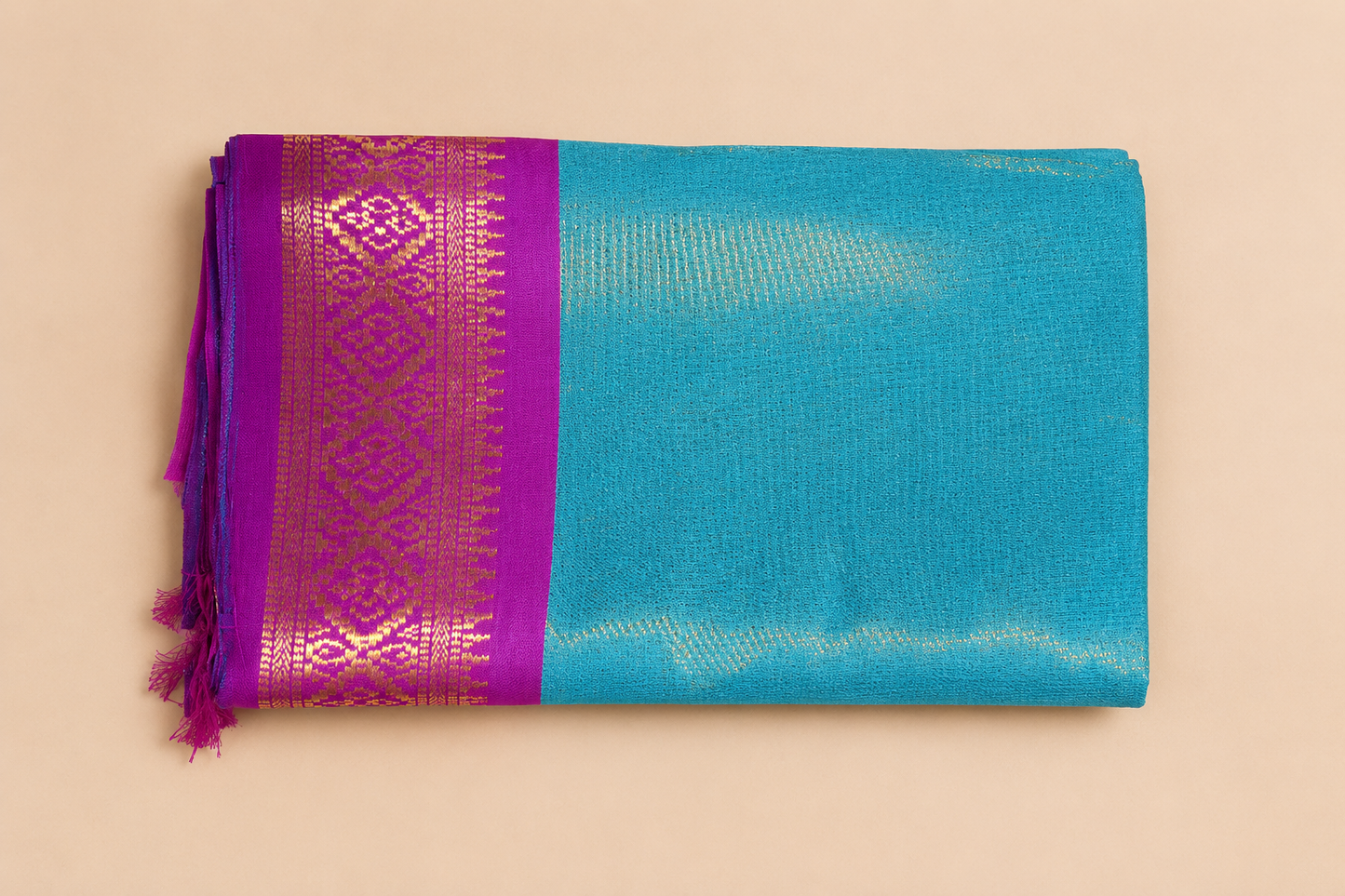 Teal Blue & Orange Silk Sarees