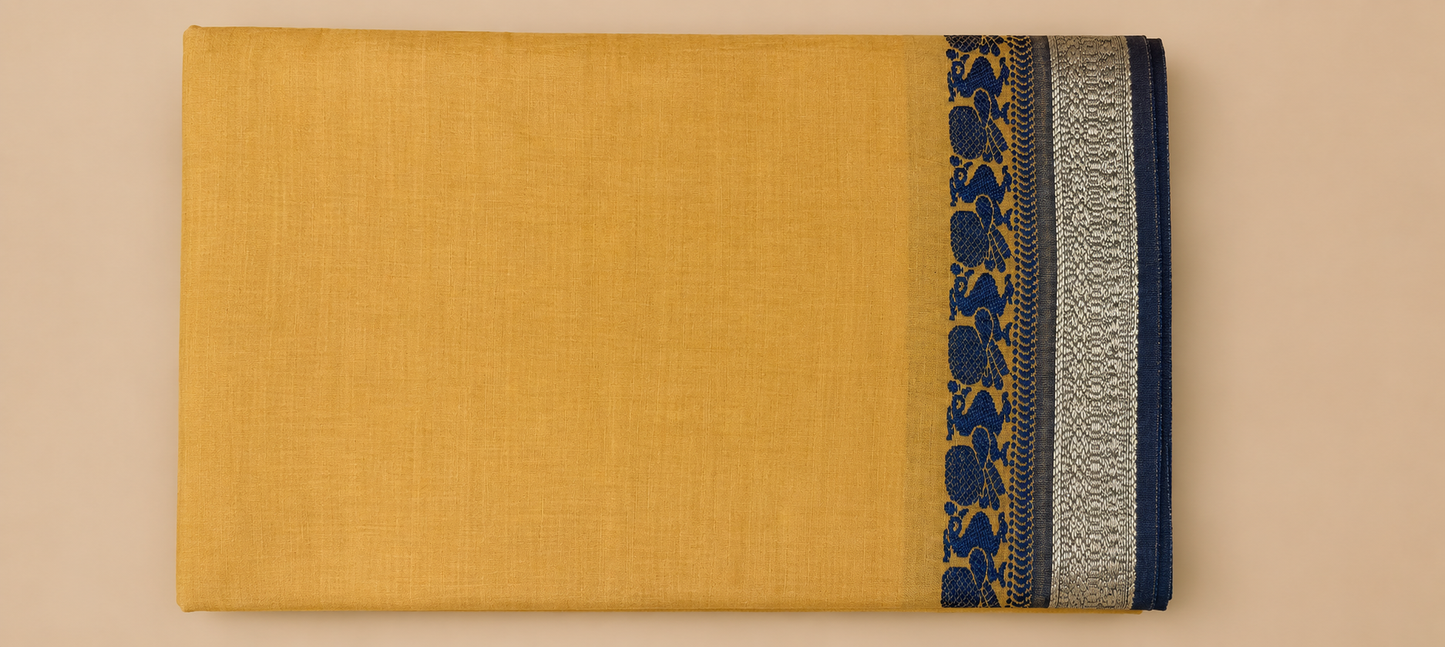 Linen Blend Saree Woven Border