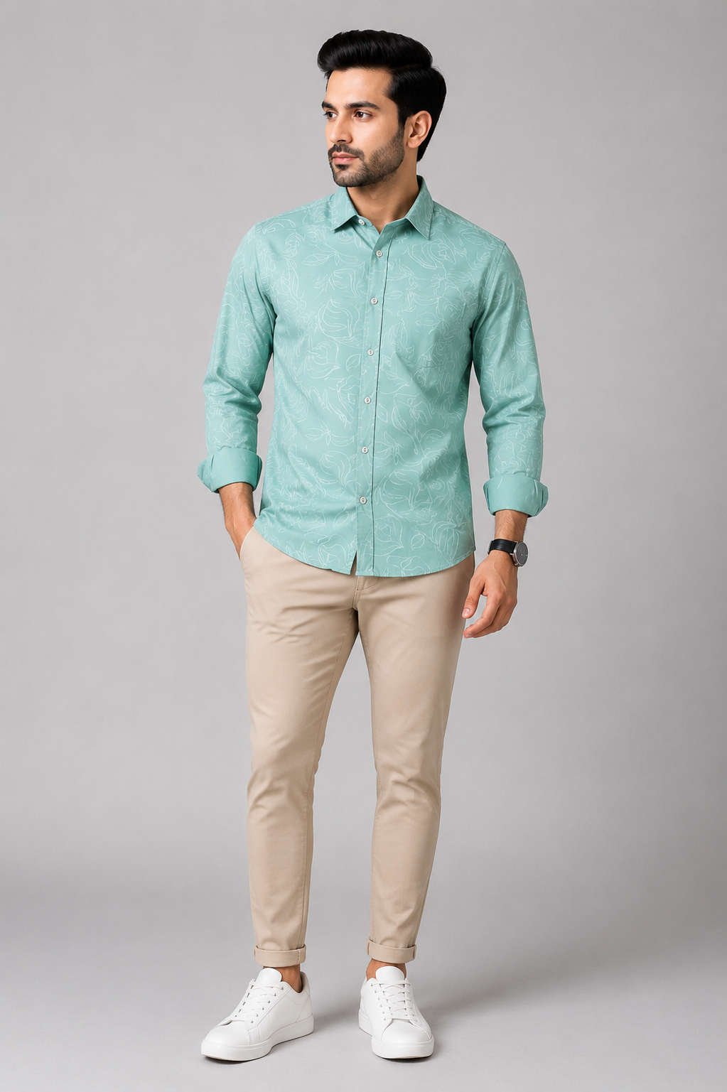 Men’s Floral Print Premium Cotton Shirt