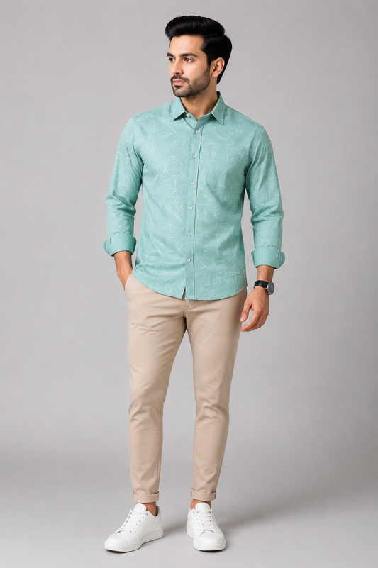 Men’s Floral Print Premium Cotton Shirt
