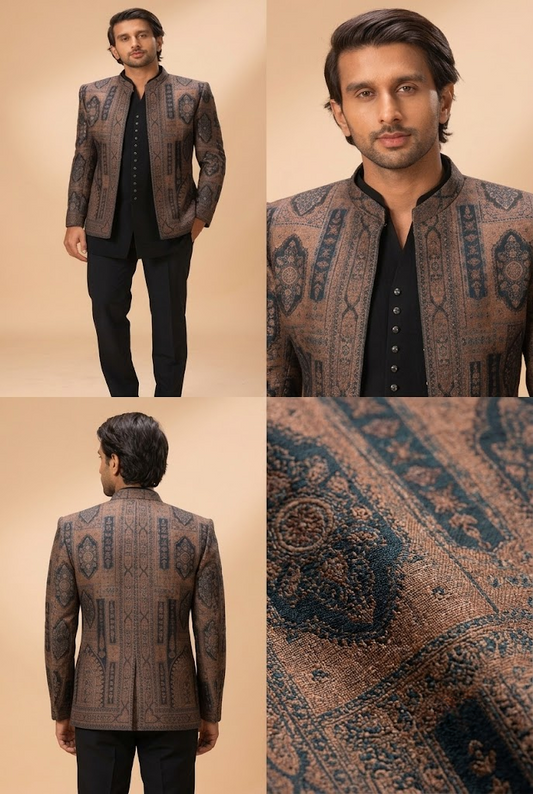 Heritage Print Indo-Western Jacket Set