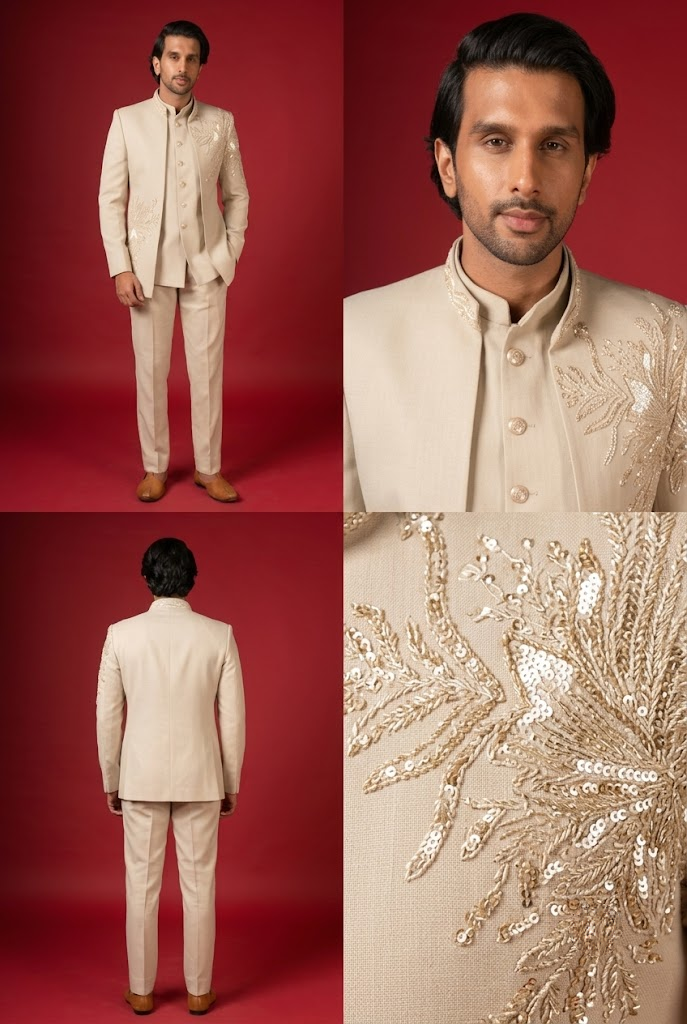 Ivory Embellished Indo-Western Jacket Set