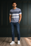 Men's Premium Striped Polo T-Shirt – Grey & Navy | Smart  Cotton Polo