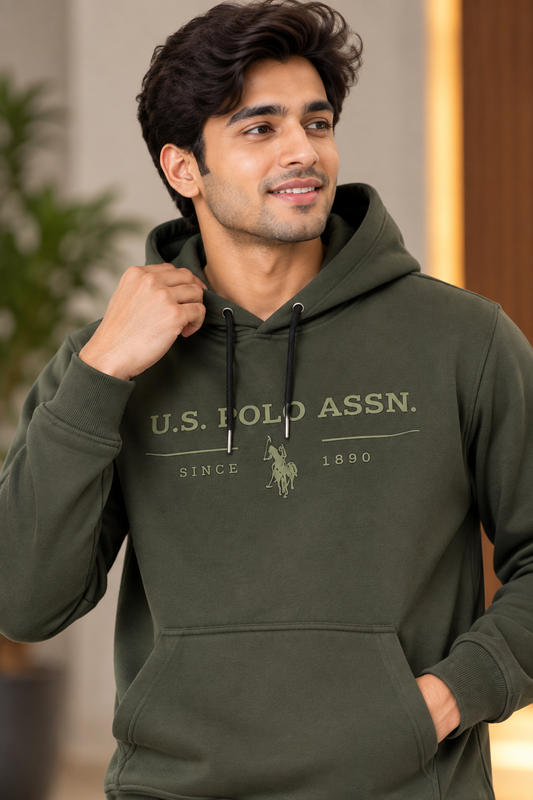Olive Green Classic Pullover Hoodie