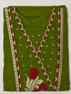 Olive Green Floral Embroidered Kurta Set with Printed Dupatta