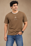 Men's Textured Brown Crew Neck T-Shirt