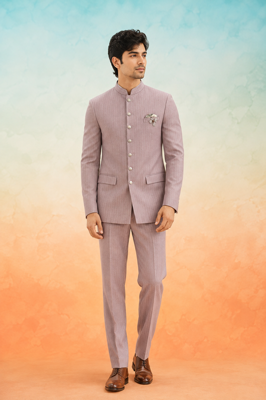 Dusty Rose Classic Jodhpuri Bandhgala Suit Set