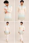 Pastel Blue & Ivory Printed Men’s Kurta Set