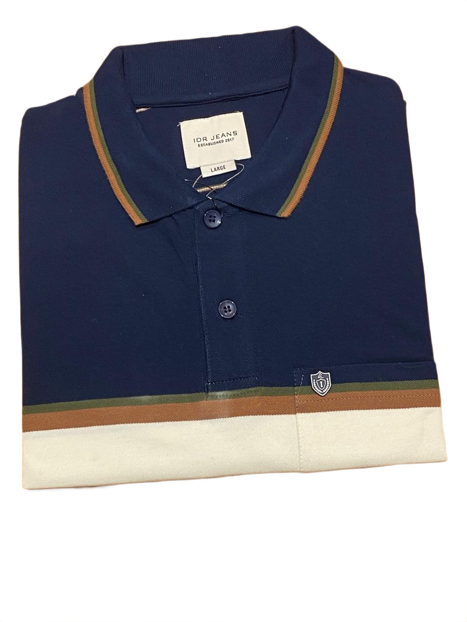 Navy Horizon Striped Polo T-Shirt for Men