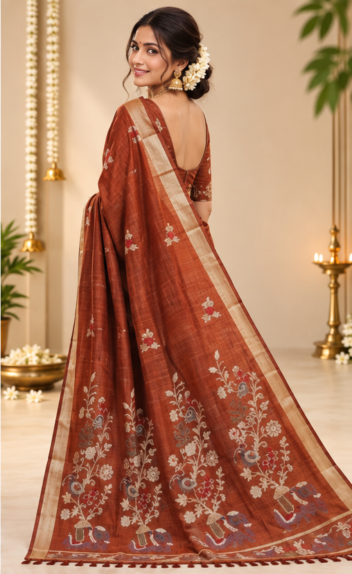 Rust Elegance Women Saree