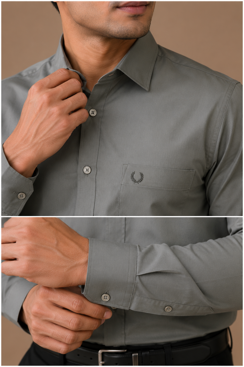 Men's Premium Olive Grey Full Sleeve Formal Shirt