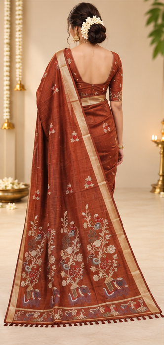 Rust Elegance Women Saree