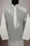 White Floral Embroidered Kurta Pajama for Men
