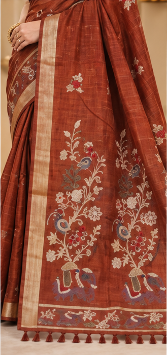 Rust Elegance Women Saree