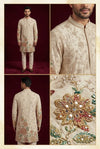 Ivory Floral Embroidered Wedding Kurta Set