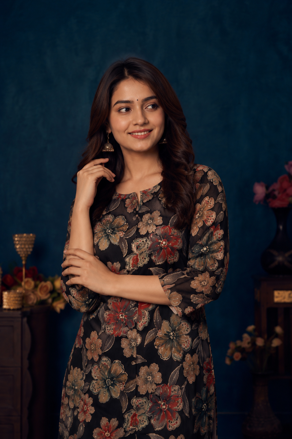 Women's Floral Printed Straight Kurti