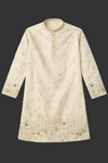 Elegant Cream Floral Border Straight Kurta Set