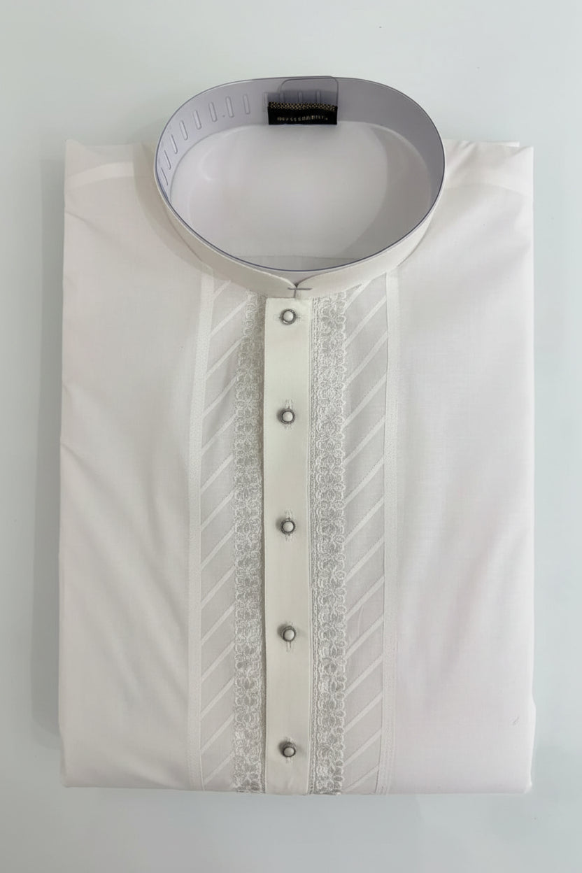 Premium White Embroidered Kurta for Men