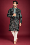 Regal Teal Paisley Embroidered Kurta Set