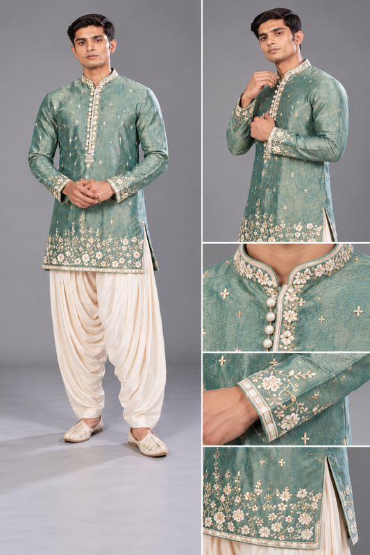 Sage Green Embroidered Festive Kurta Set