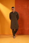 Dark Olive Brown Kurta Set – Contemporary Ethnic Style