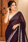 Elegant Plum Embroidered Saree