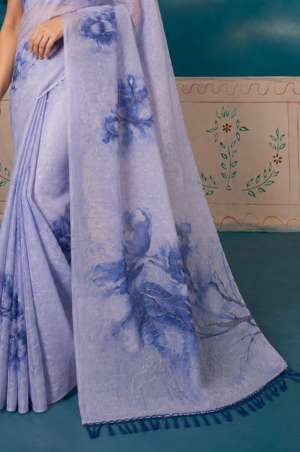 Designer Organza Saree with Floral Print