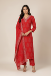 Women’s Red Printed Dupatta Set