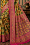 Royal Mustard Saree with Pink Zari Border