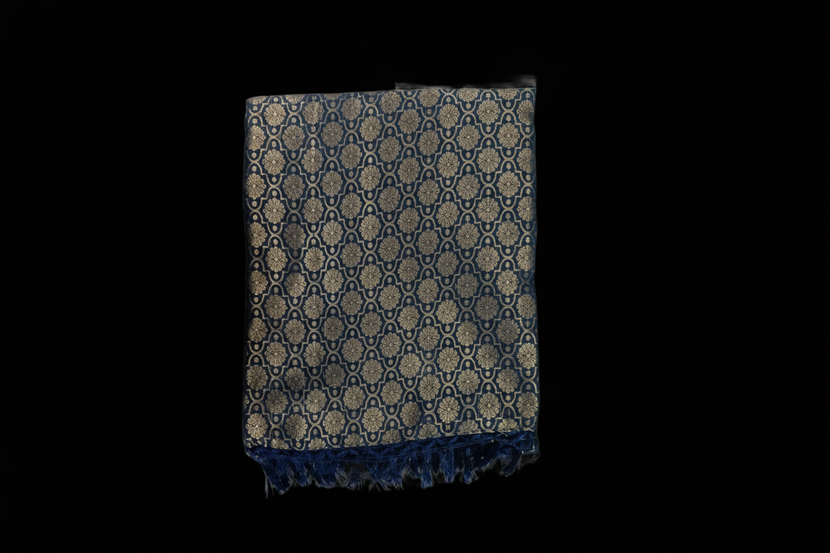 Royal Blue Zari Floral Saree
