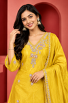 Mustard Yellow Embroidered Kurta Pant Set with Dupatta