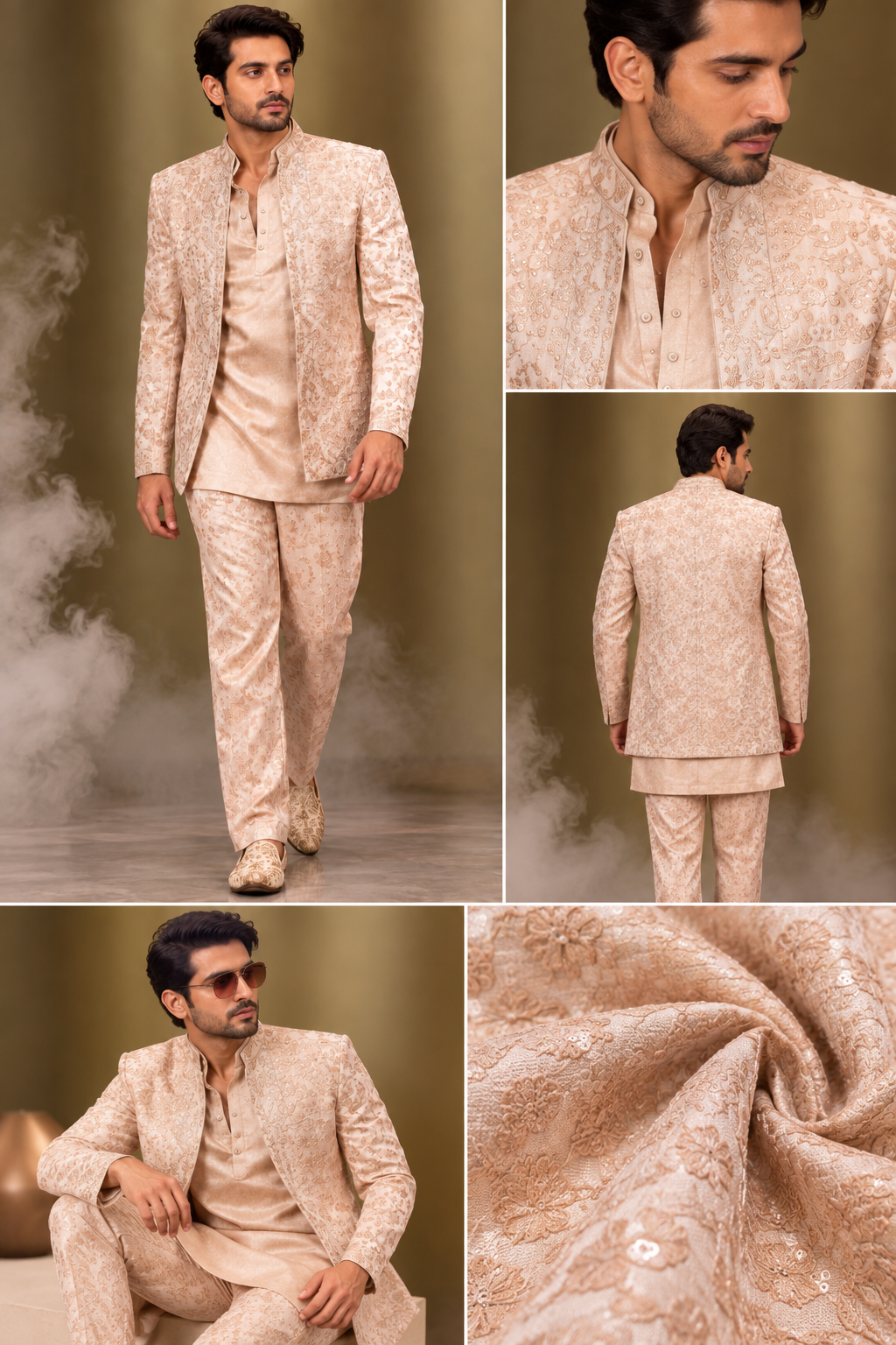 Blush Champagne Embroidered Indo-Western Set