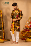 Brown Multicolor Abstract Print Festive Kurta Set