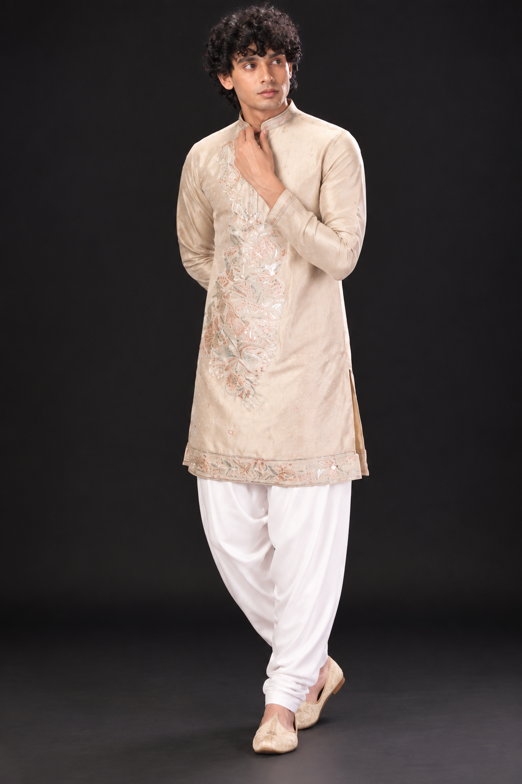 Ivory Embroidered Festive Kurta Set