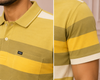 Men's Striped Polo T-Shirt with Chest Pocket | Yellow, Olive & White