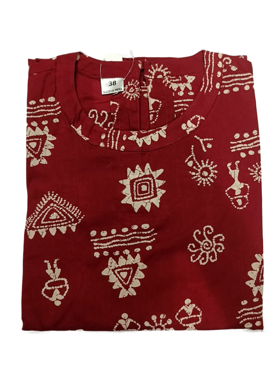 Maroon Tribal Warli Print Sleeveless A-Line Co-Ord set