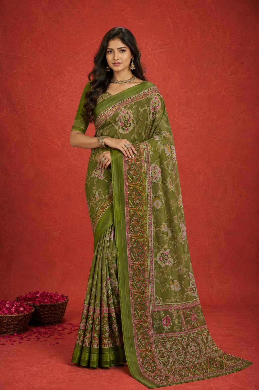 Elegant Printed Saree with Designer Border