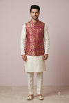Maroon Brocade Nehru Jacket