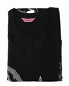 Women's Black Botanical Print A-Line Cotton Kurti