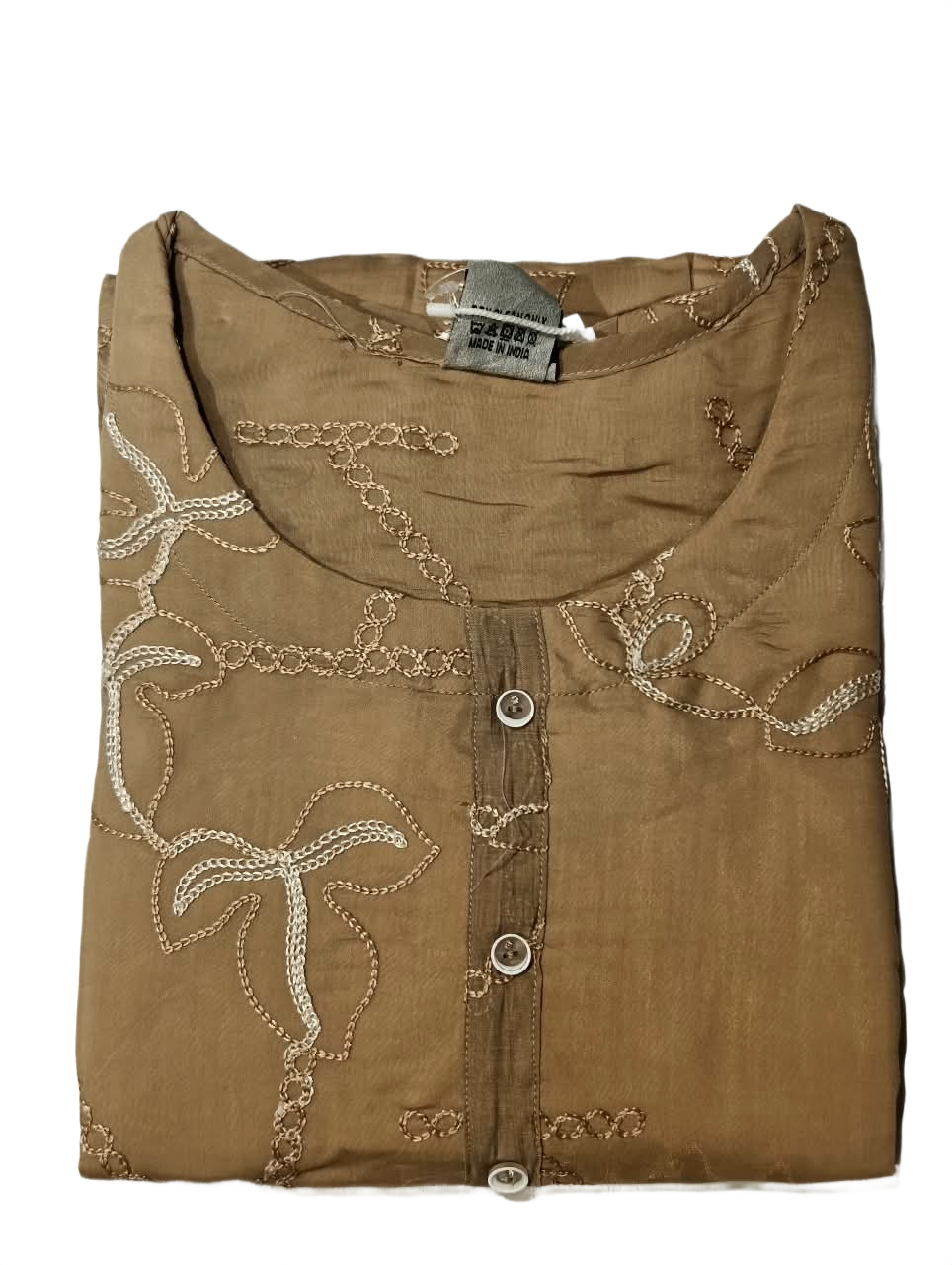 Women’s Beige Embroidered Flared Midi Dress