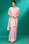 Blush Pink Embroidered Net Saree