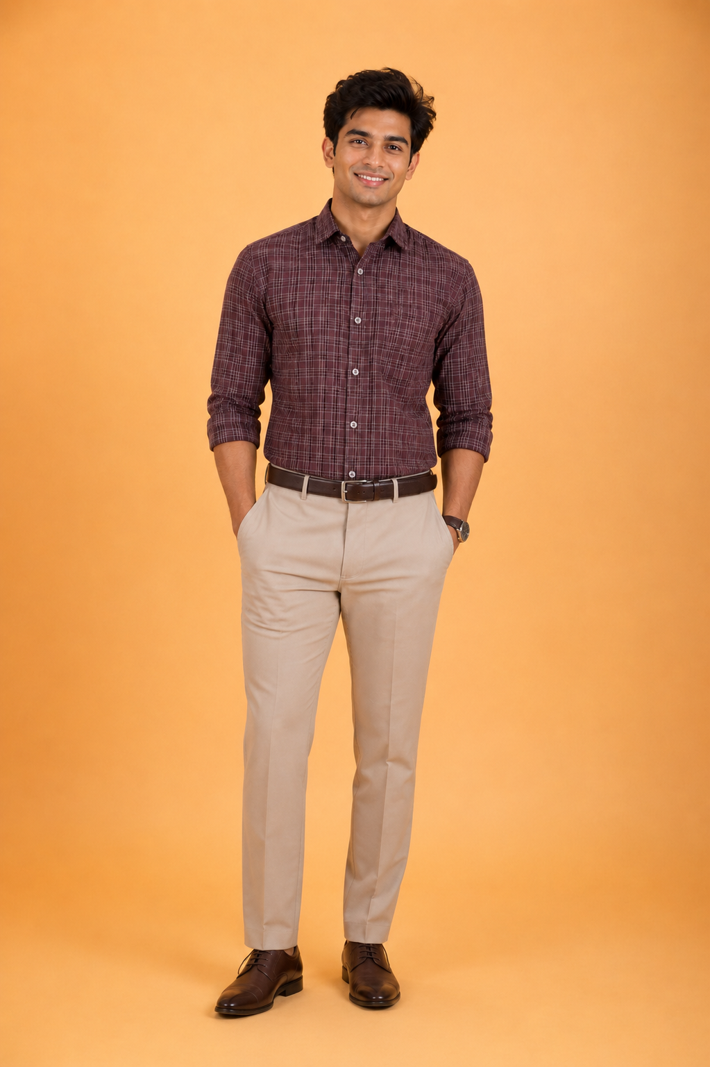 Men’s Charcoal Grey Checked Formal Shirt