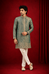 Sage Green Embroidered Men’s Festive Kurta