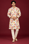 Multicolor Floral Print Cream Kurta Set