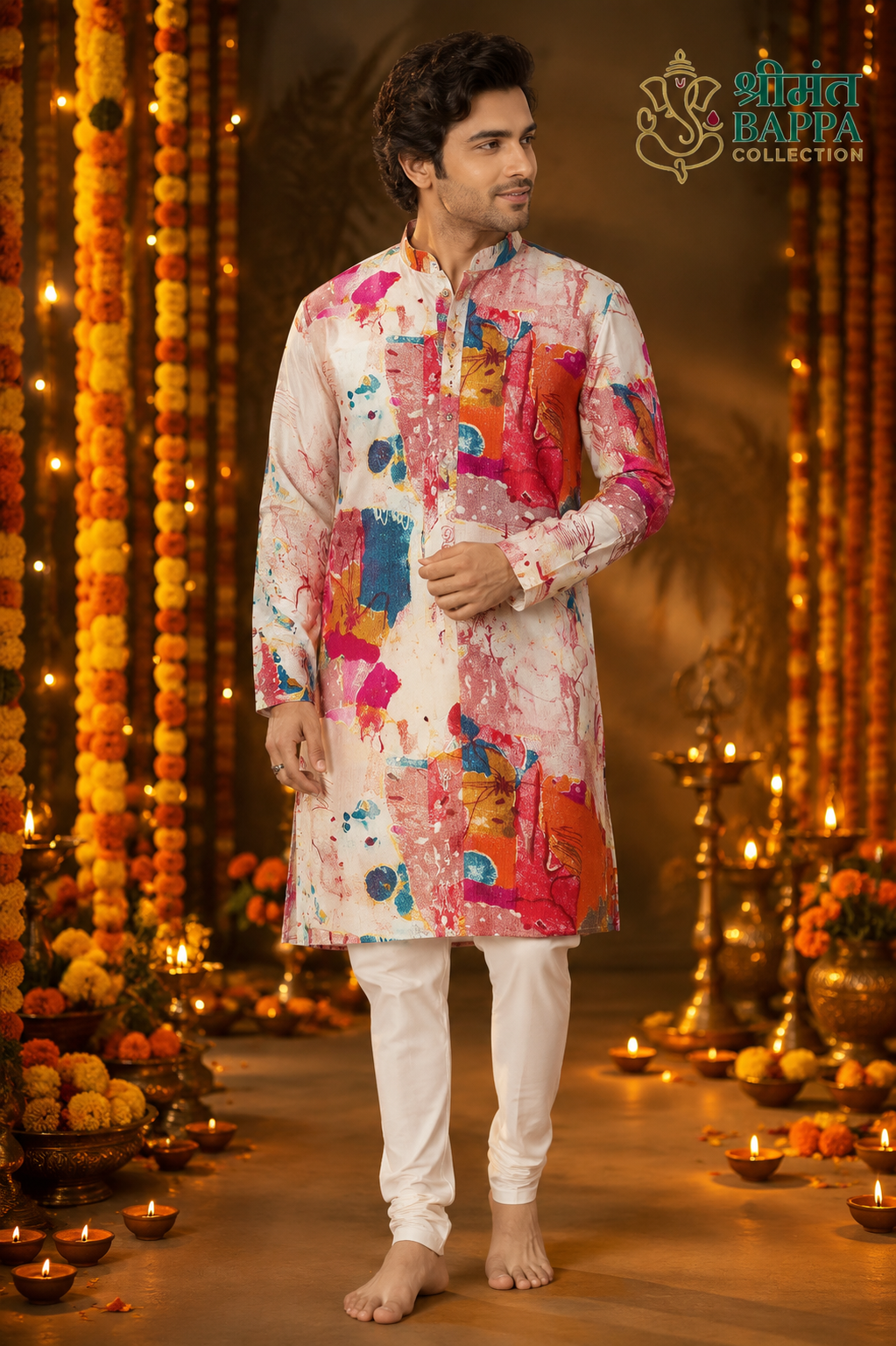 Multicolor Abstract Print Festive Kurta Set