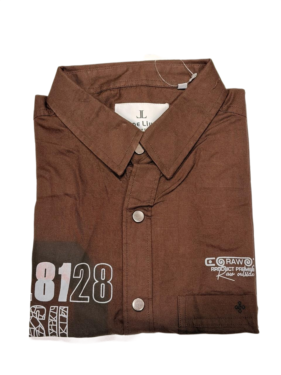 Men's Casual Brown Graphic Print Short Sleeve Shirt | Slim Fit